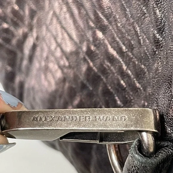 ALEXANDER WANG Pebbled Lambskin Rockie Duffel in Black  and Nickel hardware - Picture 14 of 15